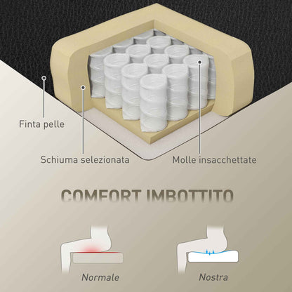 Office Chair with Footrest and Headrest, PU Leather, Foam and Metal, 76x73x117-125 cm, Black