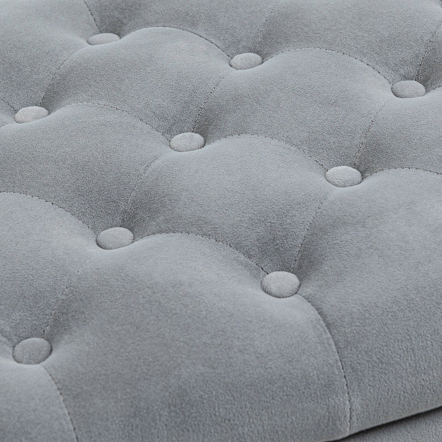 Velvet Fabric Bed End Bench with Storage Space and Armrests, 126x48.5x57 cm, Grey