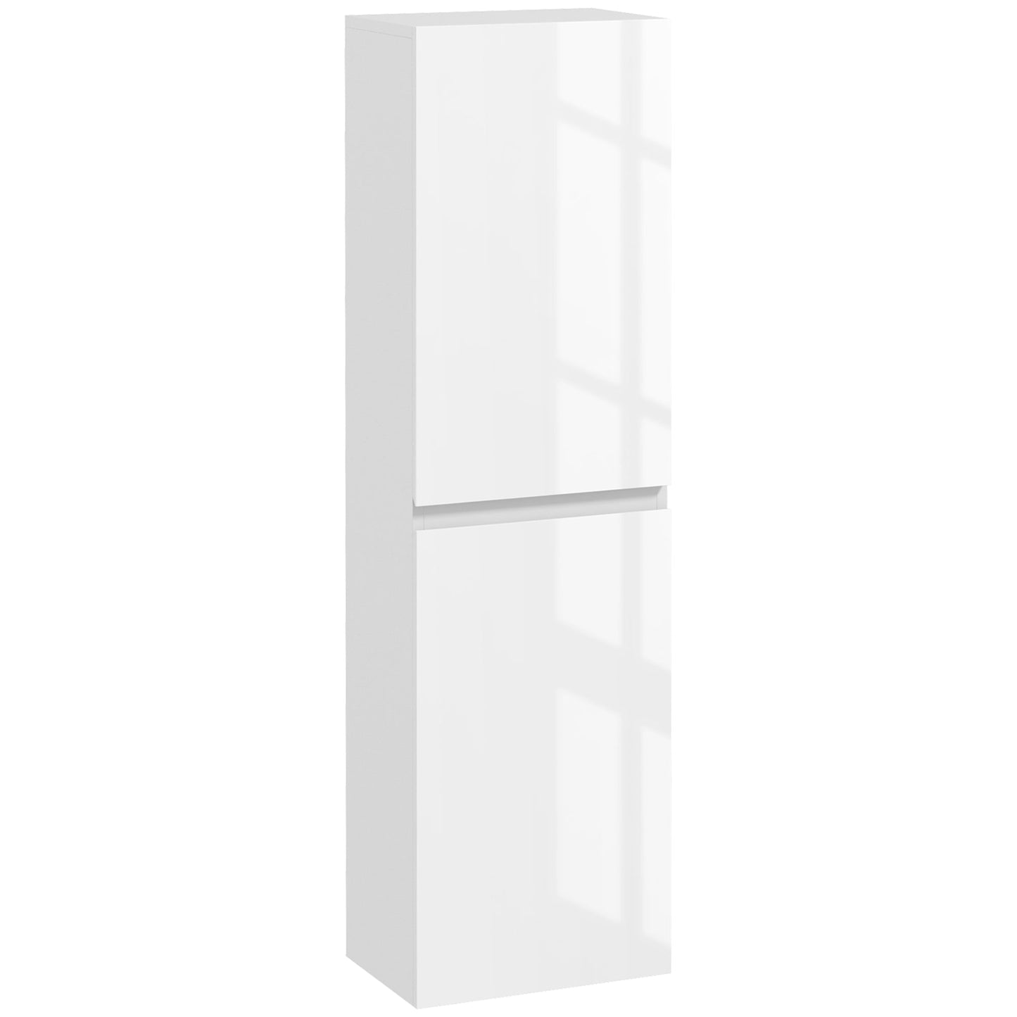 kleankin Tall Bathroom Cabinet with Doors, 2 Cabinets, Space-Saving Bathroom Cabinet with Adjustable Shelves for Dining Room, Living Room, 35 x 25 x 120 cm, High Gloss White
