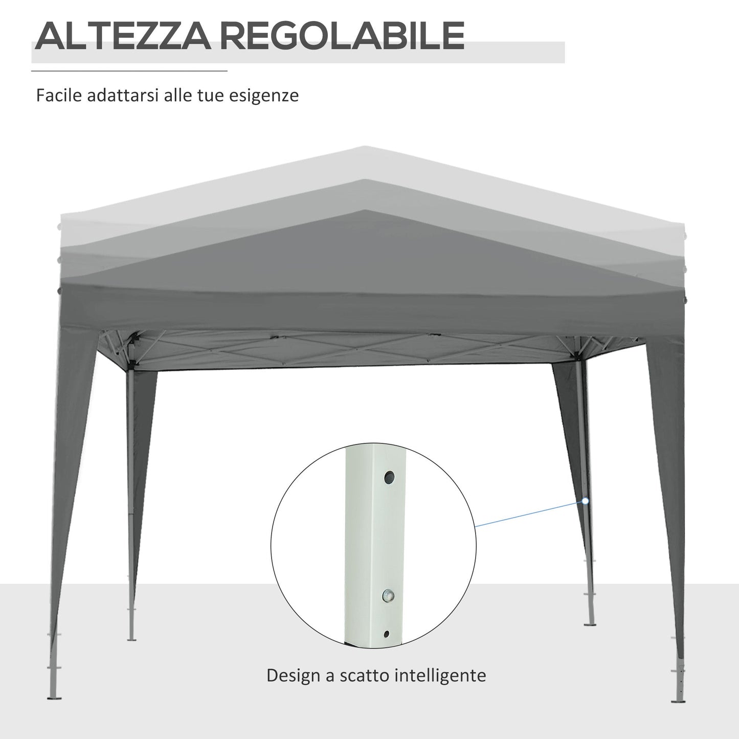 3x3m Folding Outdoor Gazebo with 4 Side Panels, Steel and Oxford Fabric Grey