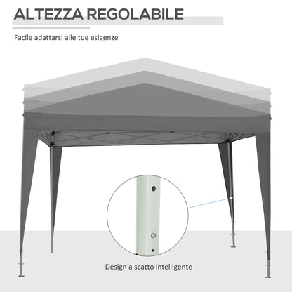 3x3m Folding Outdoor Gazebo with 4 Side Panels, Steel and Oxford Fabric Grey
