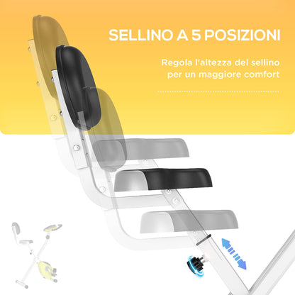 Foldable Fitness Bike Steel with Adjustable Height, Spinning Bike 8-Level Magnetic Resistance, LCD Screen, Yellow, 43x97x109cm