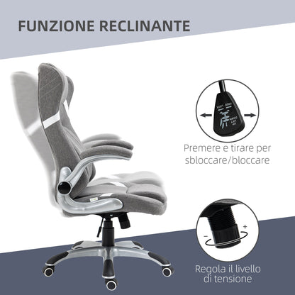 Breathable Fabric and Steel Reclining Office Chair with Adjustable Height, 68x76x109-117 cm
