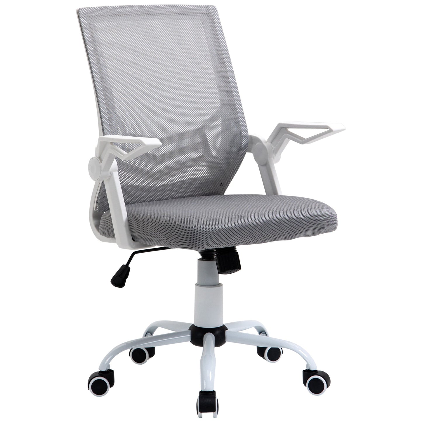 Ergonomic Office Chair with Armrests and Lumbar Support, in Linen Effect Fabric, 62.5x55x94-104 cm, Grey