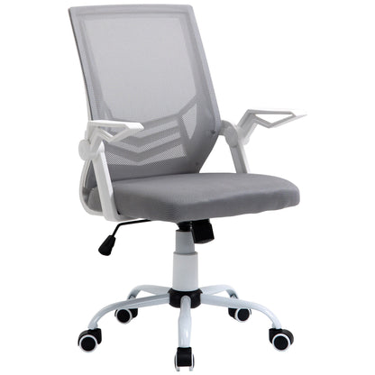Ergonomic Office Chair with Armrests and Lumbar Support, in Linen Effect Fabric, 62.5x55x94-104 cm, Grey