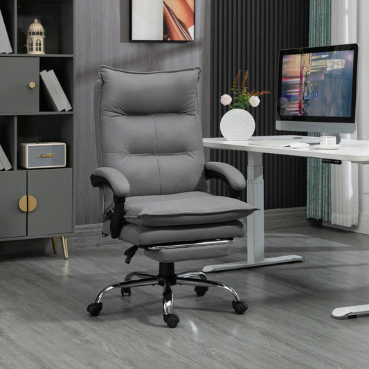 Heated Massage Office Chair, 155° Reclining with Extendable Footrest, Grey