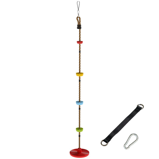 Children's Climbing Rope with Footrests and Disc Seat, in HDPE and PE, Ø30x4 cm, Red