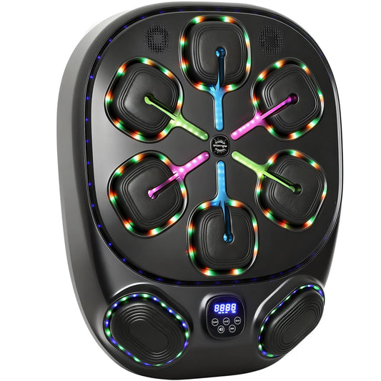 Wall-Mounted Musical Boxing Machine with 9 Modes, LED Lights and Bluetooth Connection, 61x48x11 cm, Black