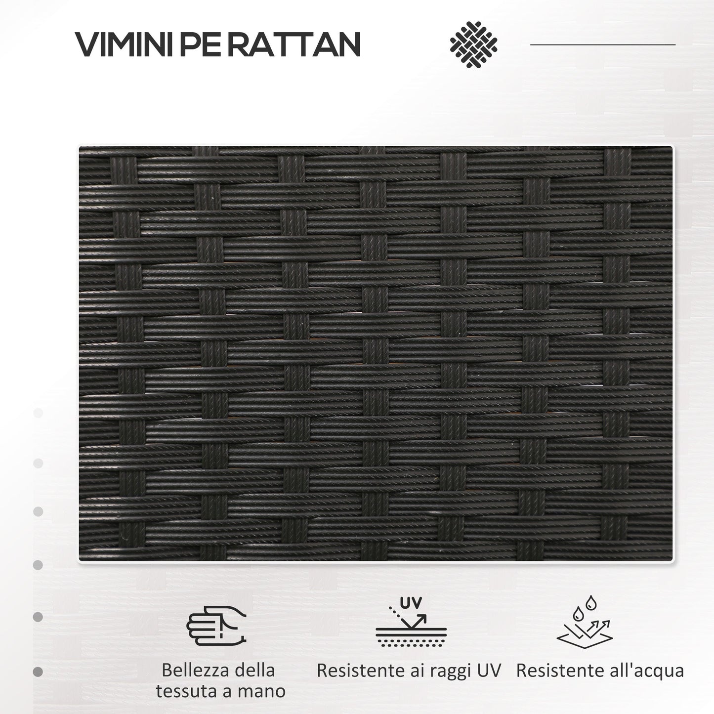 2 Seater Outdoor Sofa with Coffee Table, Steel and PE Rattan, 137x59x82 cm, Black