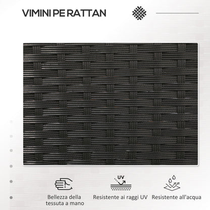 2 Seater Outdoor Sofa with Coffee Table, Steel and PE Rattan, 137x59x82 cm, Black