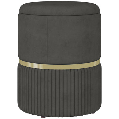Storage Pouf 120 kg max for Living Room, Entrance and Bedroom, in Polyester, 36x36x44 cm, Grey