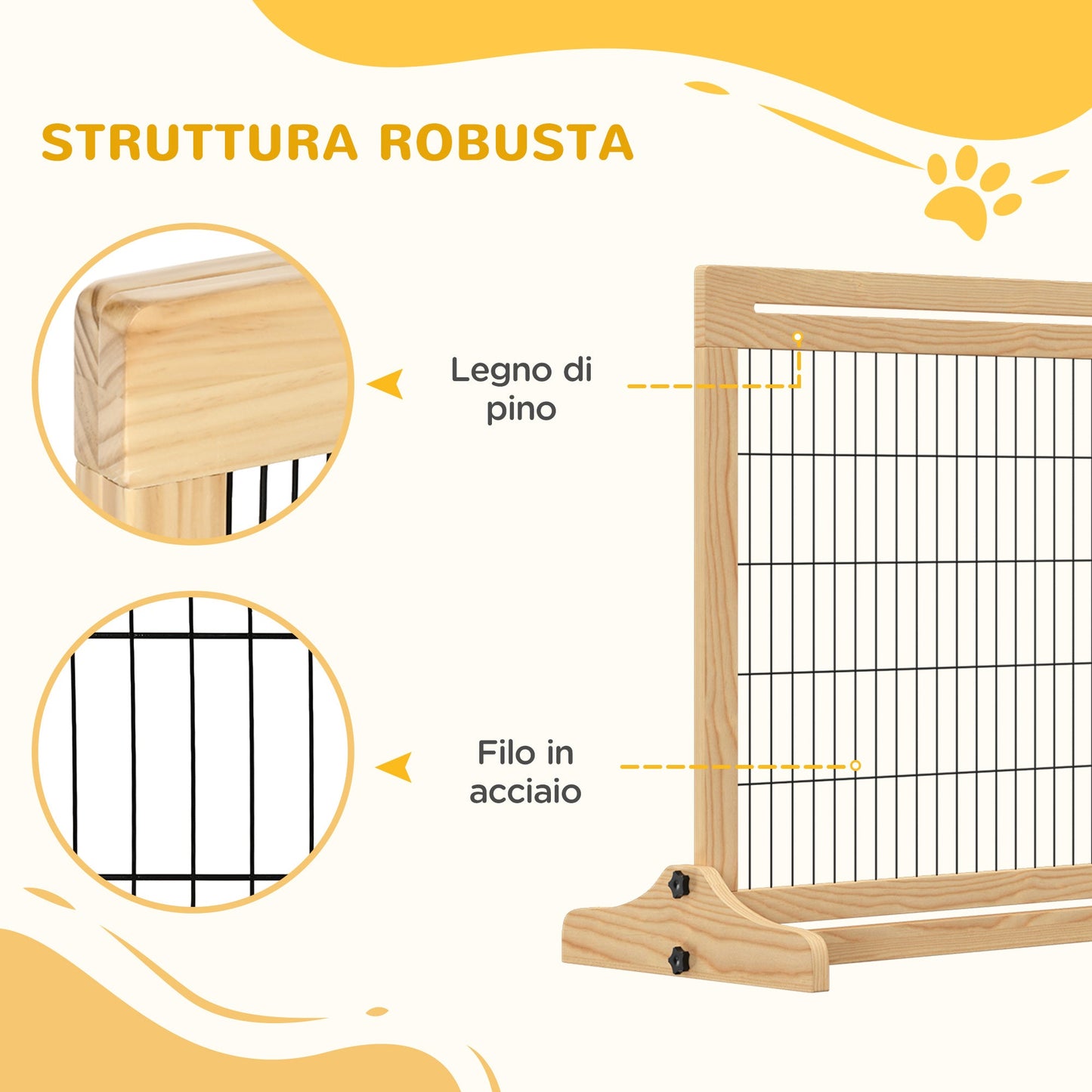 Extendable Wooden Indoor Dog Gate, 104-183x36x69cm, Wood Colour