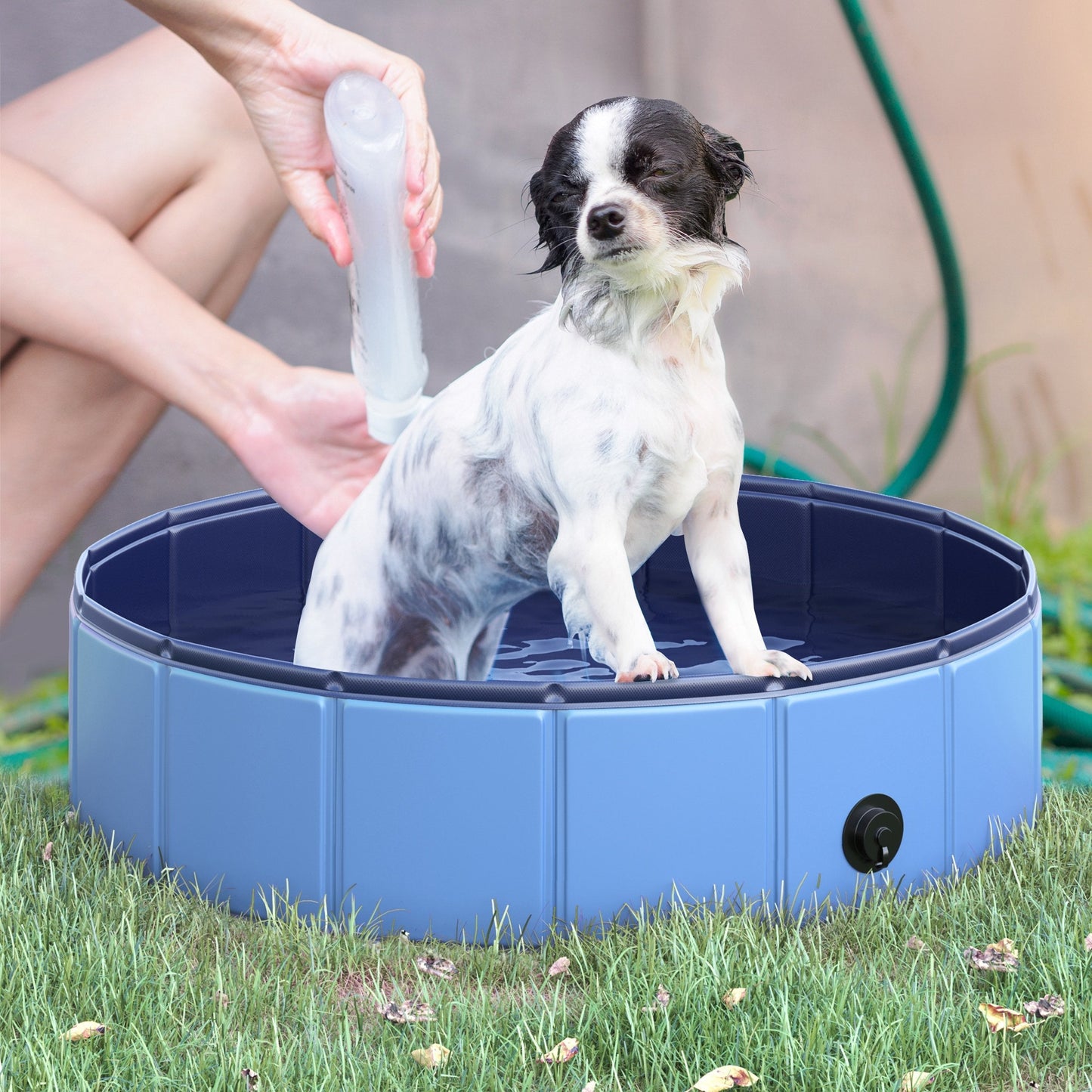 Foldable Plastic Dog Pool with Stable Edge for Pets, Ø80 x 20 cm, Blue