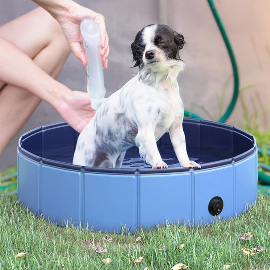 Foldable Blue Plastic Dog Pool with Stable Edge