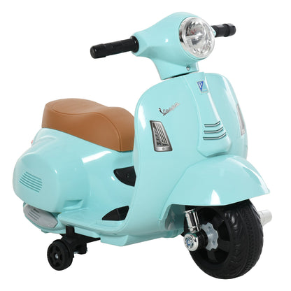 electric motorcycle for children with official Vespa 6v battery license, headlights and horn, for children of 18-36 months, green, 66.5x38x52cm