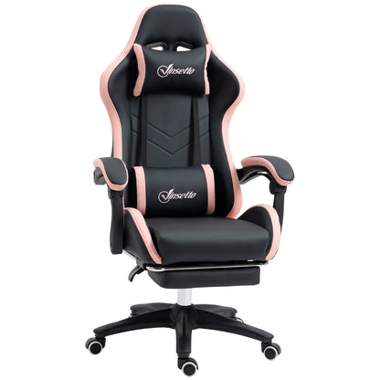 Height Adjustable Gaming Chair with Headrest, 65x65x121-129 cm, Pink and Black