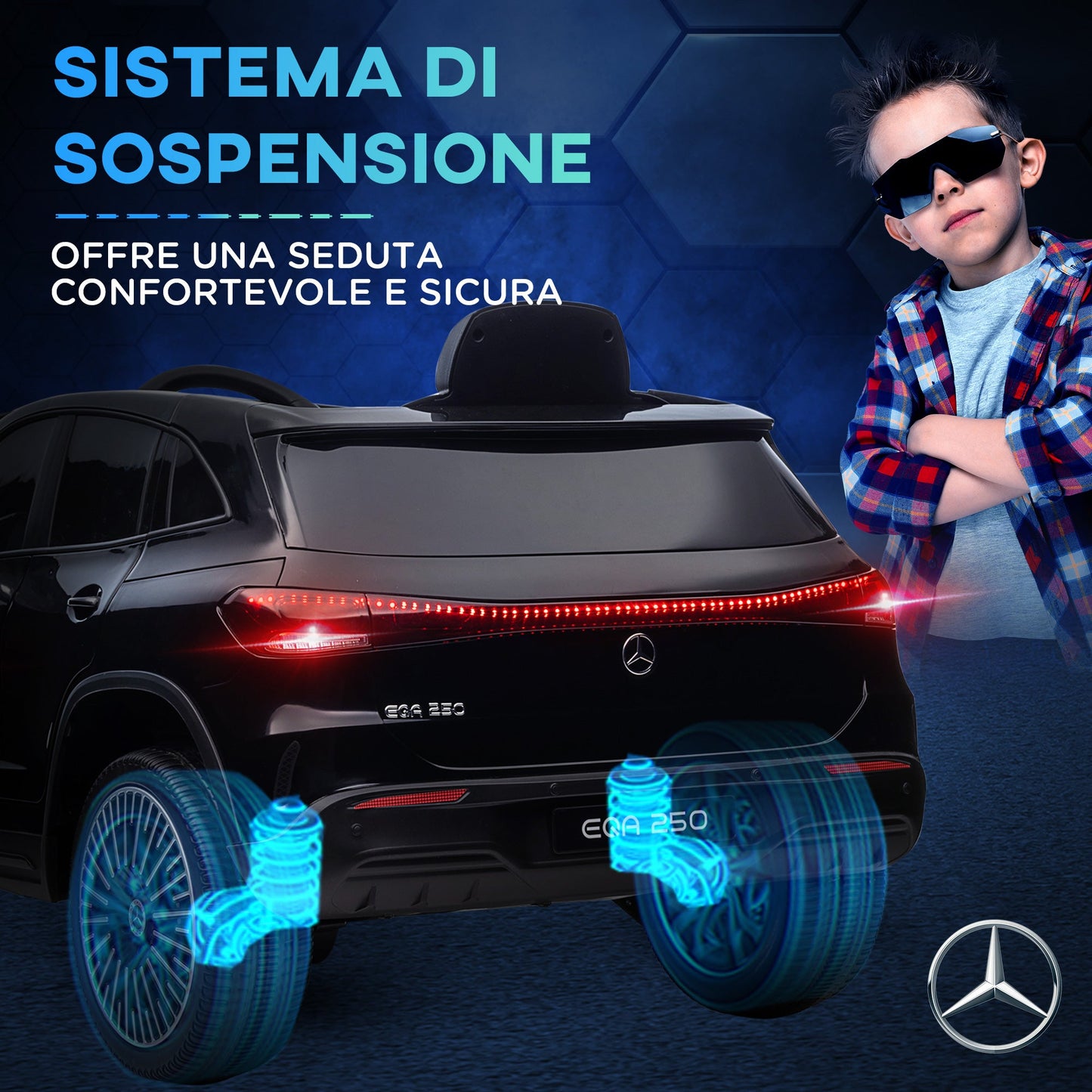 Electric Ride-On Toy Car for Kids Ages 3-8 with Remote Control, Headlights and Horn, Black