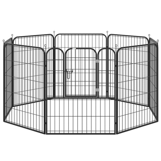 Dog Playpen and Puppy Playpen, Modular Indoor and Outdoor Dog Playpen in Metal and Steel 8 Panels 80x100cm