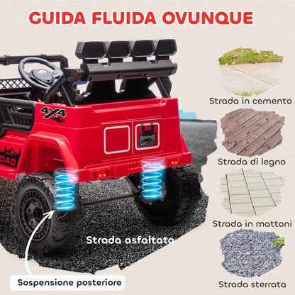 Children's Off-Road Vehicle with Lights, Horn, Belt and Remote Control, Made of PP and Metal, 99x66x68.5 cm, Red
