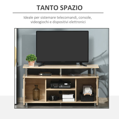 Modern TV Mobile with 2 shelves, Passacavi holes and 2 cabinets in MDF 105x40x55cm - oak