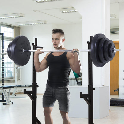 70kg Barbell and Disc Set, 8 Plastic Coated Weight Discs and Iron Bar, 170x40.5x40.5cm Black