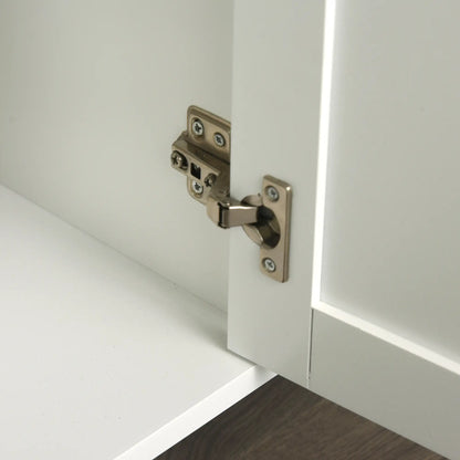 Space-Saving Trolley with Wheels, Solid Wood Kitchen Peninsula: 1 Drawer, 1 Cabinet, 3 Shelves and 4 Wheels, 107.5x48x89 cm