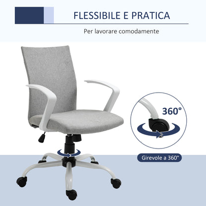 Ergonomic and swivel from office chair, adjustable height in Grey fabric, 61x61x89-99cm