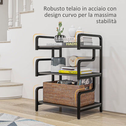 HOMCOM 3-Tier Industrial Printer Stand, Metal and Chipboard, 55x40x77 cm, Black