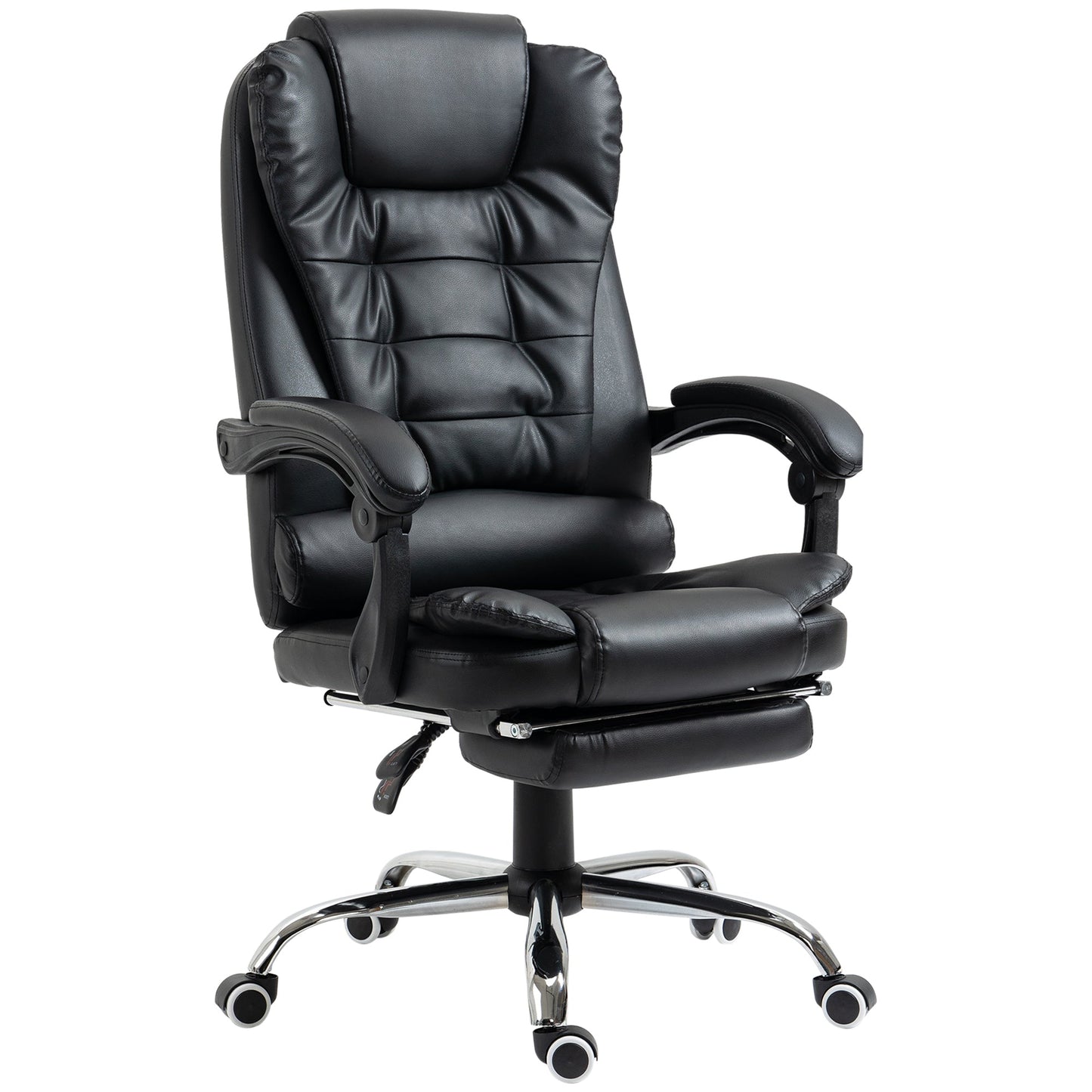 Height Adjustable Office Chair with Reclining Backrest and Footrest, 64.5x69x109-117 cm, Black
