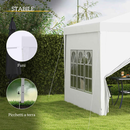 3x3m Folding and Waterproof Gazebo with Side Panels, Steel and Oxford Fabric, White