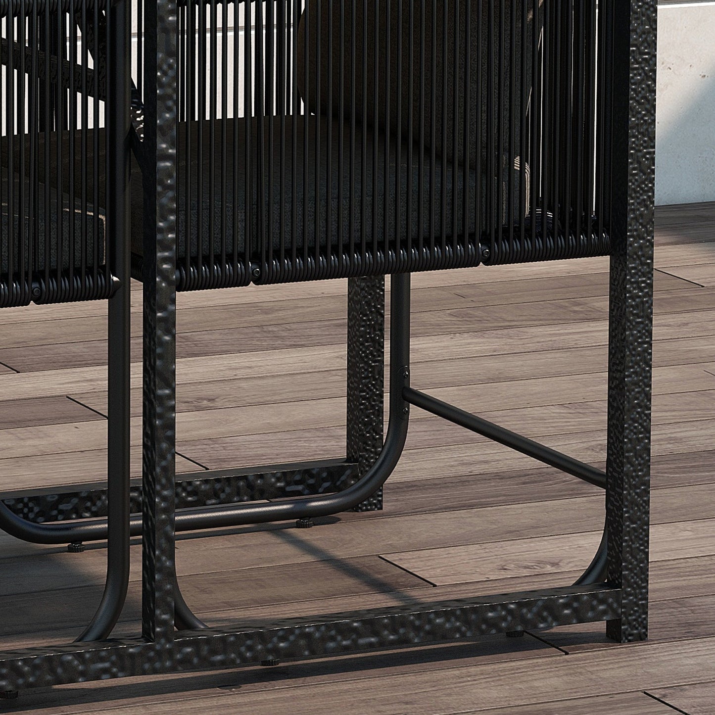 3-Piece Rattan Garden Set with 2 Chairs 50x51.5x67 cm and Table 110x60x75 cm in Composite Wood