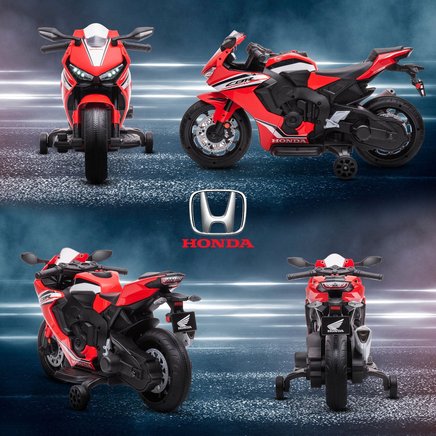 Honda Licensed Electric Motorcycle for Kids, 6V Rechargeable Battery, 3km/h Speed, Red