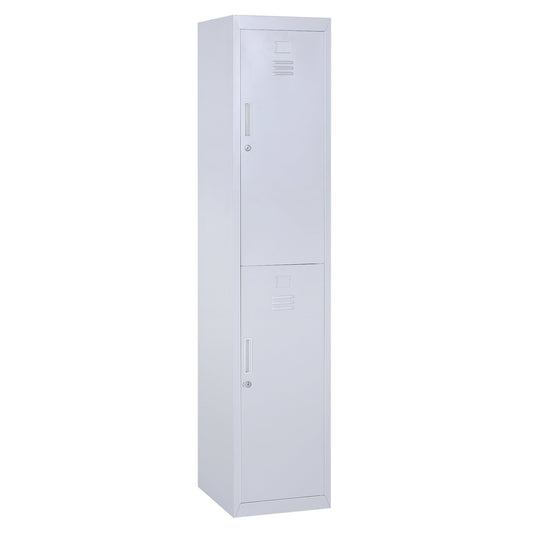 4-Shelf Cabinet with 2 Doors and Safety Lock, Office, Garage, Workshop, Cold-Rolled Steel, 38 x 46 x 180 cm, Grey