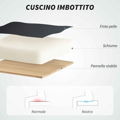 155° Reclining Office Chair with Footrest, Double Padding and Faux Leather Upholstery, Black