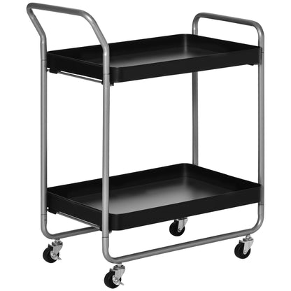 Trolley 2 levels with swivel handles and wheels, in metal, 63x40.4x83.5 cm