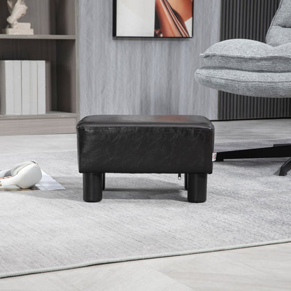 Rectangular Padded Footstool Pouf in Faux Leather, 40x30x24 cm, Brown