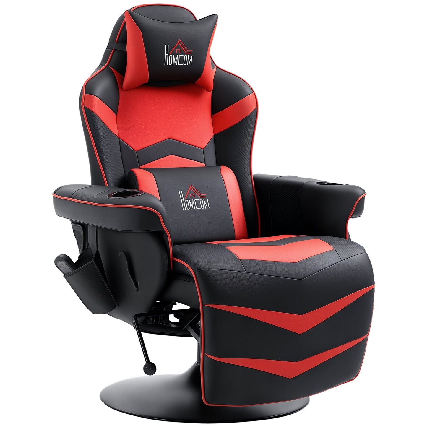 Gaming Chair with Massage, Footrest and Cushion, Faux Leather, 79.5 x 82.5 x 111.5 cm, Black and Red