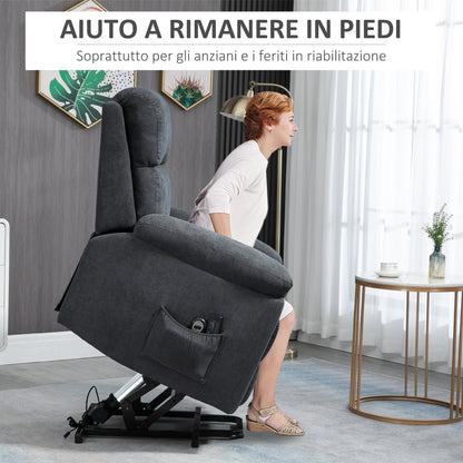 Lifting Armchair Reclining up to 135° with 8 Massage Points, Remote Control and Footrest 89x99x103 cm, Grey