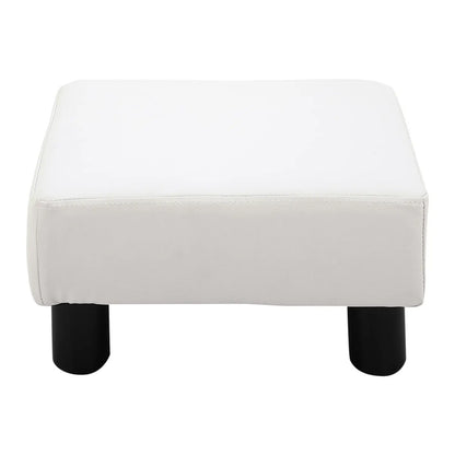 Rectangular Footstool Padded and Covered in White Faux Leather, for Living Room and Entrance, 40x30x24 cm