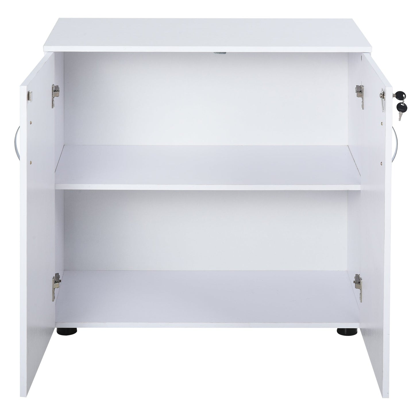 Multipurpose Lockable Office Cabinet, File Cabinet with 2 Doors and Internal Wooden Shelf, White, 80x40x80cm