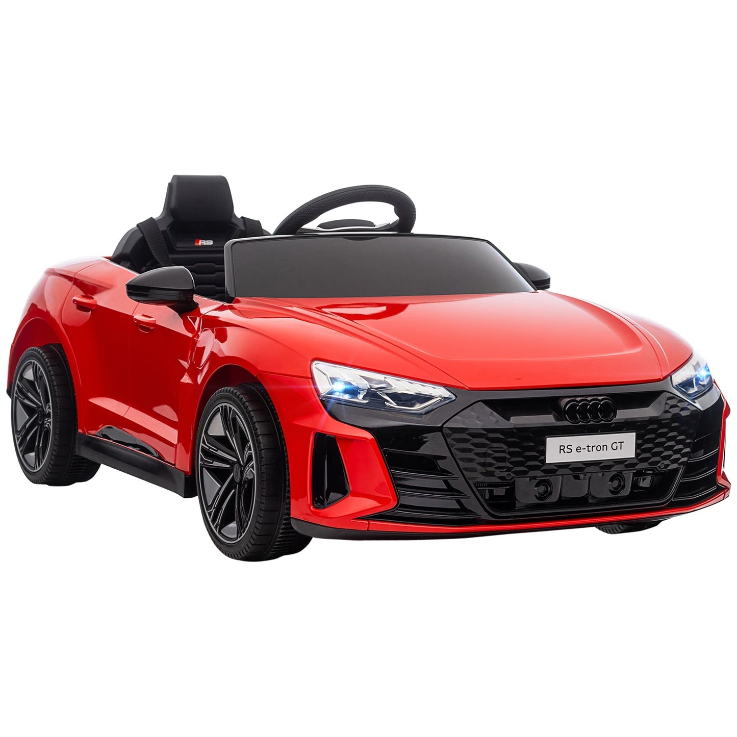 Electric Ride-On Car for Children 5 Years Max Audi License with Buttons, Seat Belts and Headlights, 103x58x41 cm, Red and Black