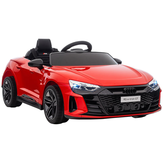 Electric Ride-On Car for Children 5 Years Max Audi License with Buttons, Seat Belts and Headlights, 103x58x41 cm, Red and Black
