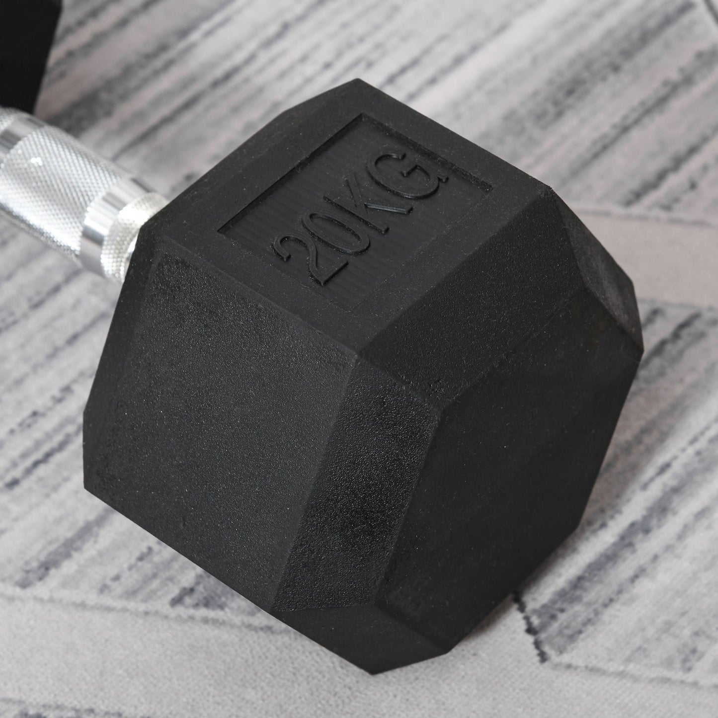 20kg Hex Dumbbell Steel & Rubber for Gym, Home & Office Workout, Black