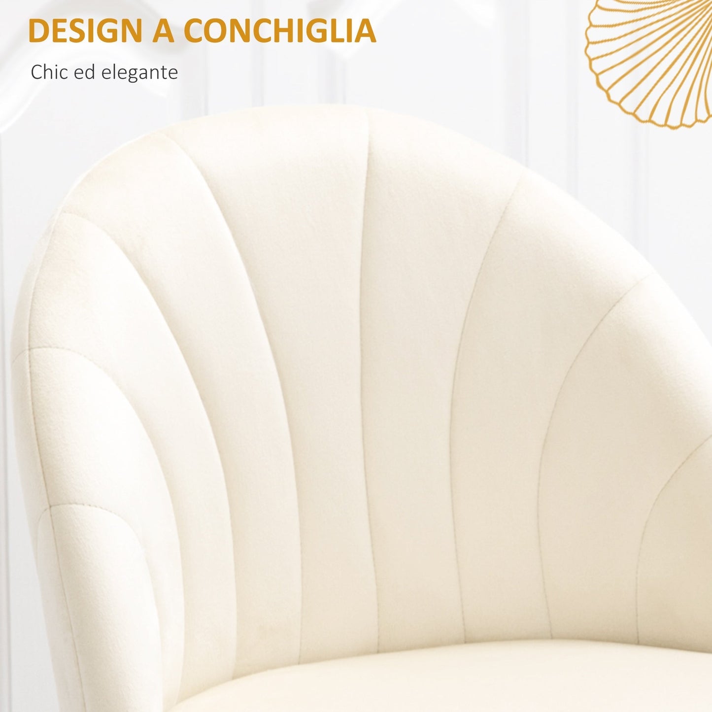 Set of 2 Upholstered Living Room and Dining Chairs, in Metal and Beige Velvet Effect Fabric, 52x54x79 cm