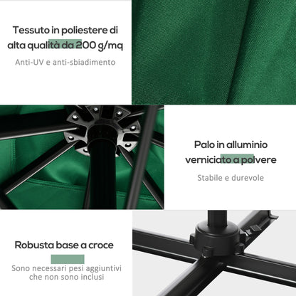 2.5x2.5m Hand Crank Garden Umbrella with 360° Rotation and Adjustable Parasol, Green