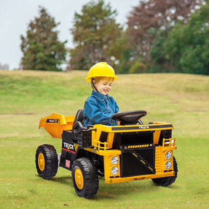 Truck for Children 3-5 Years with 12V Engine, Electric Car for Children with Music and Headlights, Yellow
