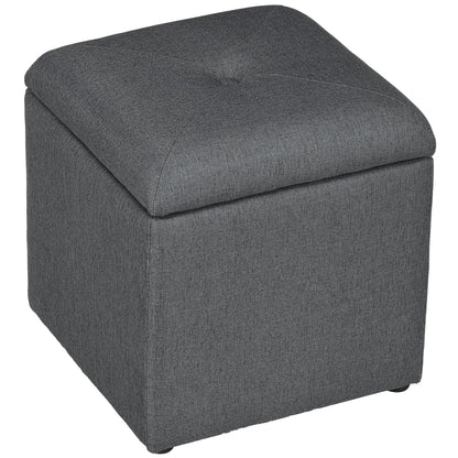 Soft Teddy Fabric Padded Storage Pouf for Living Room and Bedroom, 39x39x39cm, Grey