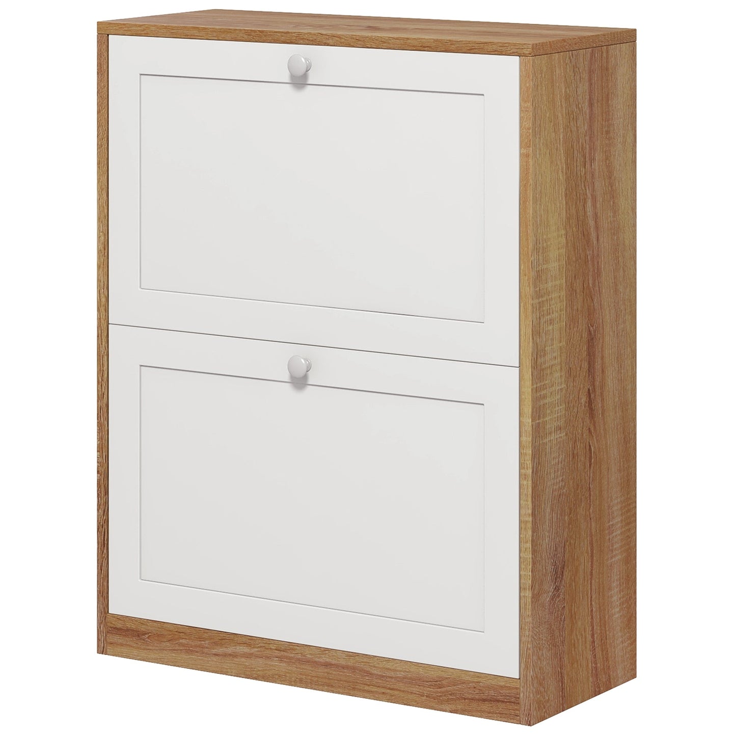 Slim Shoe Rack with 3 Adjustable 2-Tier Shelves for 12 Pairs, Chipboard and MDF, 60x24.5x75.5 cm