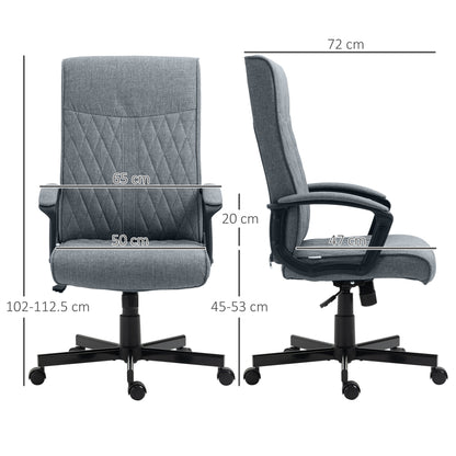 Swivel Office Chair with Rocking Function and Adjustable Height, 65x72x102-112.5cm, Grey