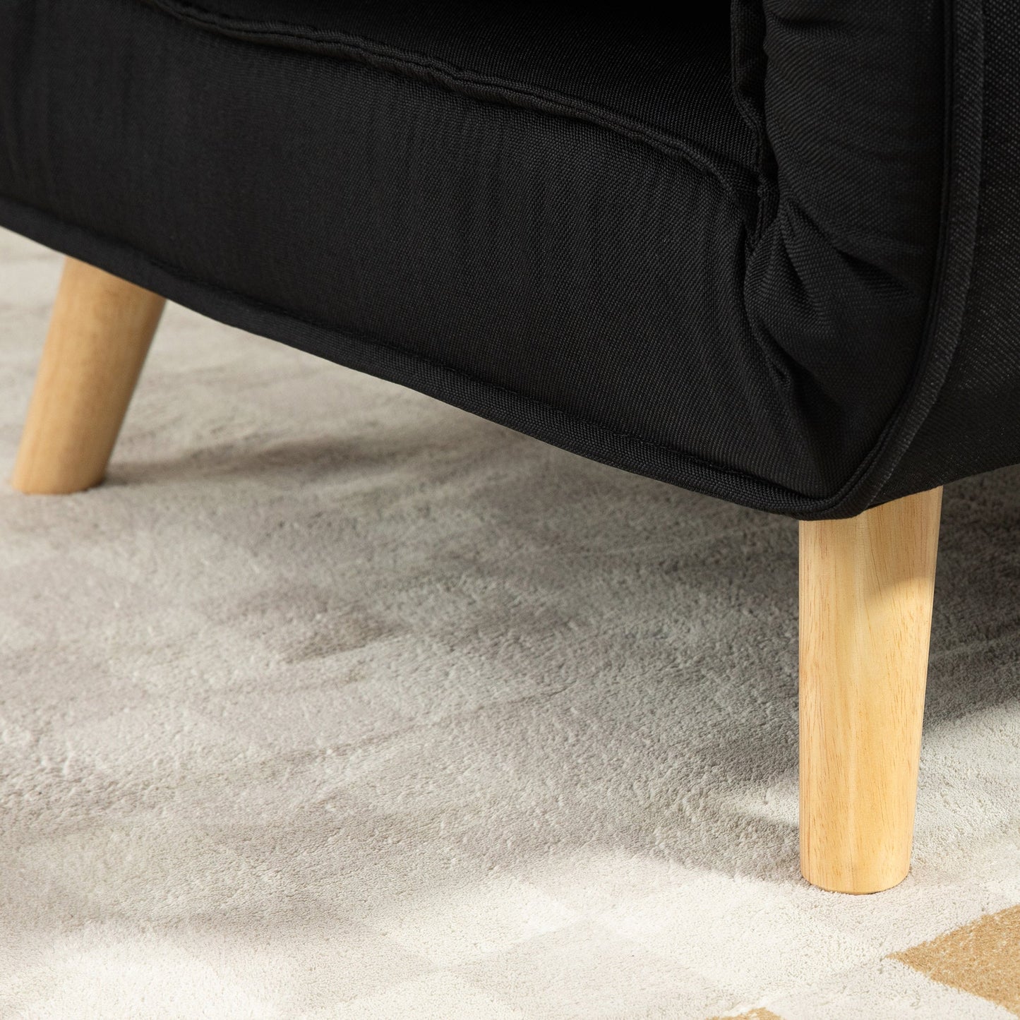 3 in 1 armchair bed with reclining backrest in 6 positions in fabric, 94x78x80 cm, Black